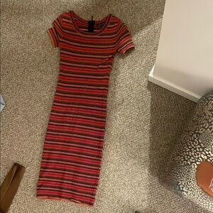 Jealous Tomato Red and Black Sheath Midi Dress